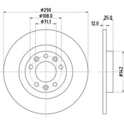 DON 2 x Solid Rear Brake Discs PCD19742