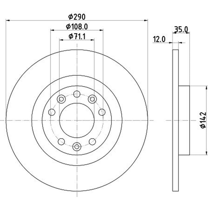DON 2 x Solid Rear Brake Discs PCD19742