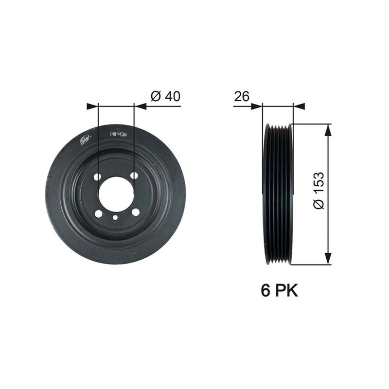 Gates Crank Shaft Belt Pulley TVD1129