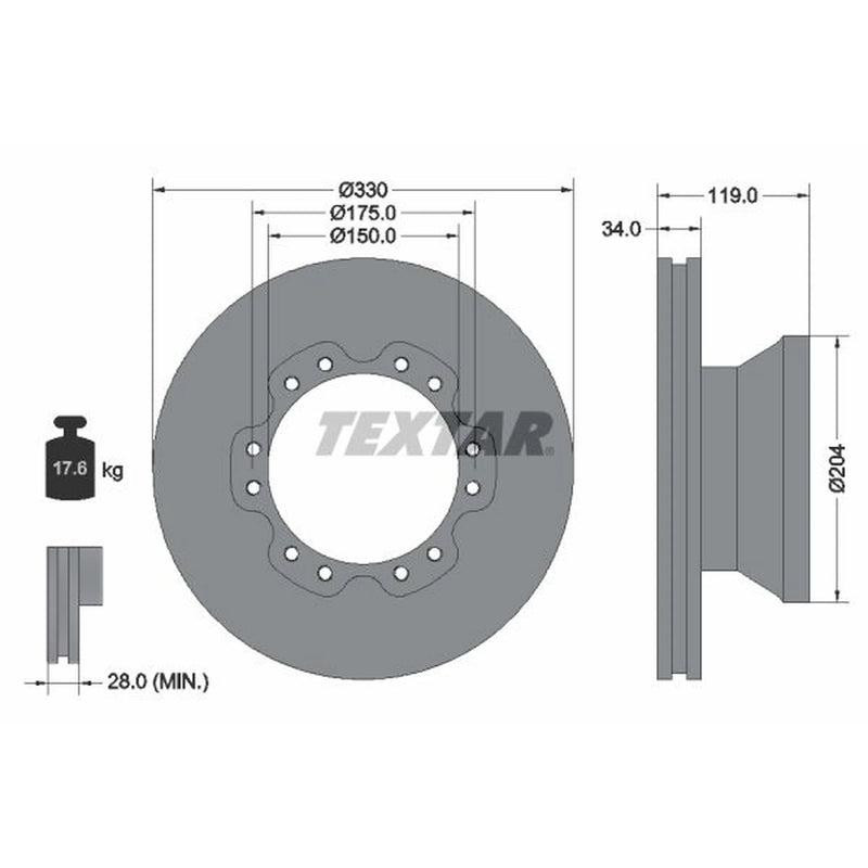 Textar 2 x Internally Vented Brake Discs 93142600 OE 1400273 1408254 1408672