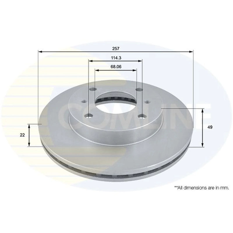 Comline 2 x Internally Vented Front Brake Discs ADC0219V