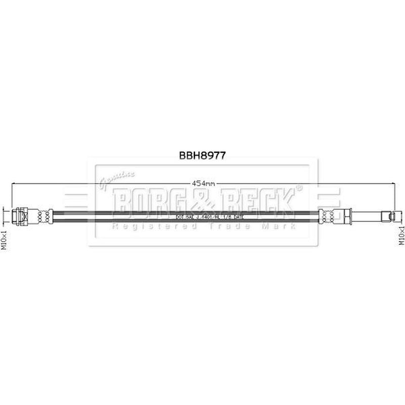 Borg & Beck Brake Hydraulic Hose Line Rear Lef BBH8977