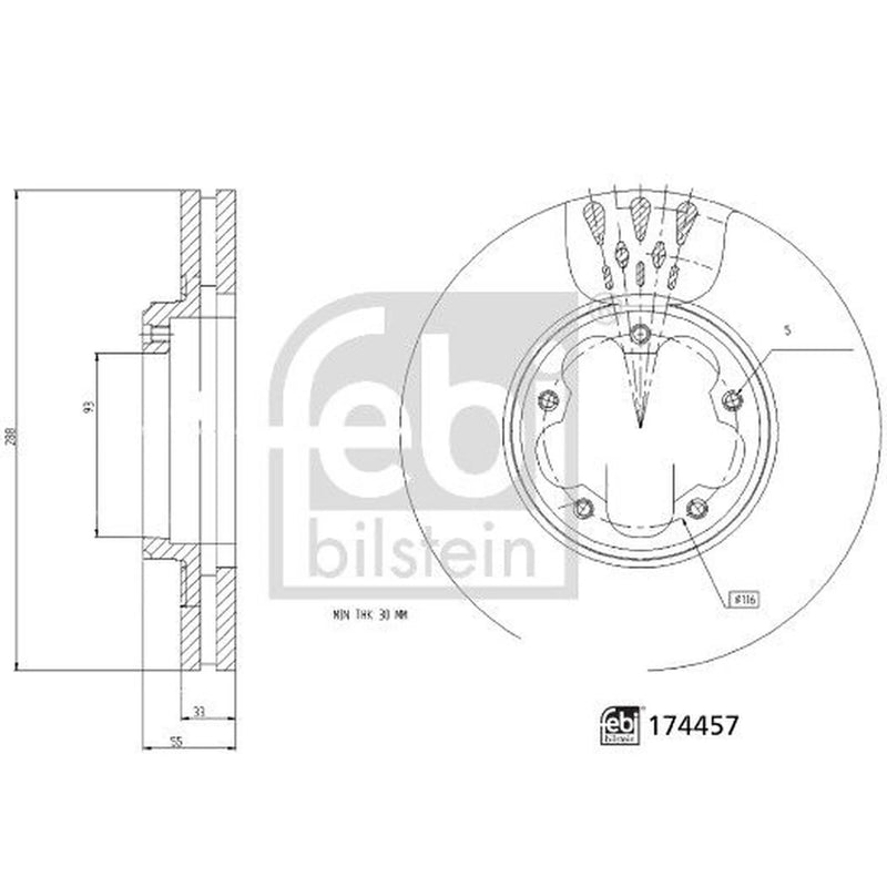 Febi 2 x Front Brake Discs 174457