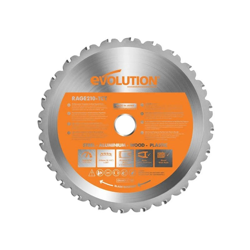 Evolution Multi-Material Mitre Saw Blade 210 x 25.4mm x 24T - R210TCT-24MS