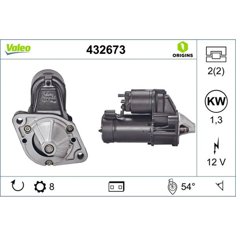Valeo Starter Motor 12V 1.3kW 8 Teeth 432673