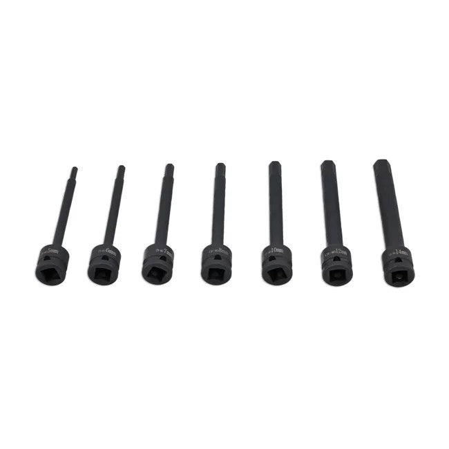 Laser Tools Extra Long Impact Hex Bit Set 1/2"D 7pc - PL