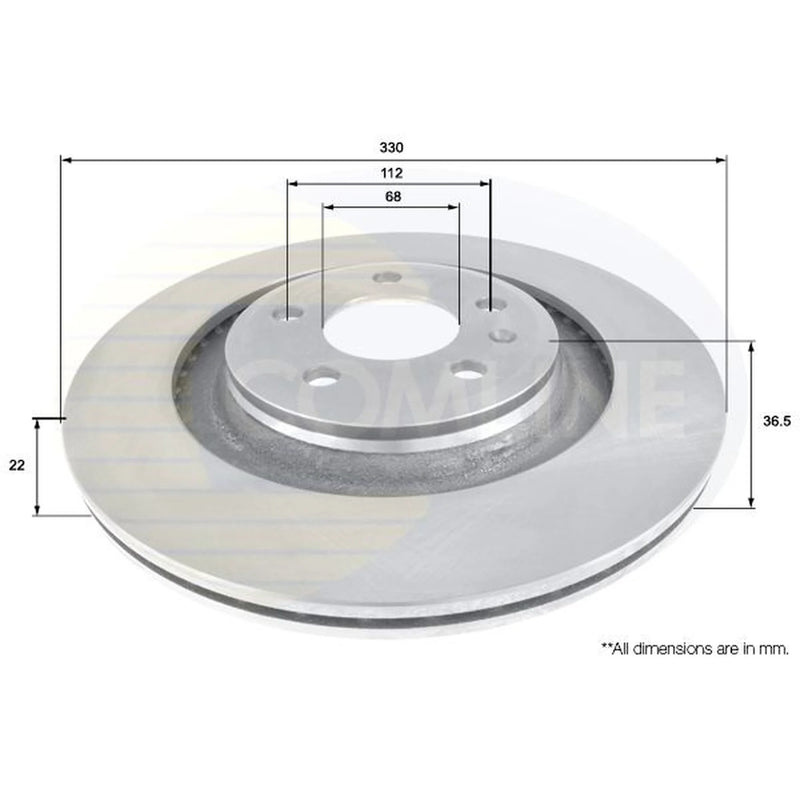 Comline 2 x Internally Vented Rear Brake Discs ADC1486V