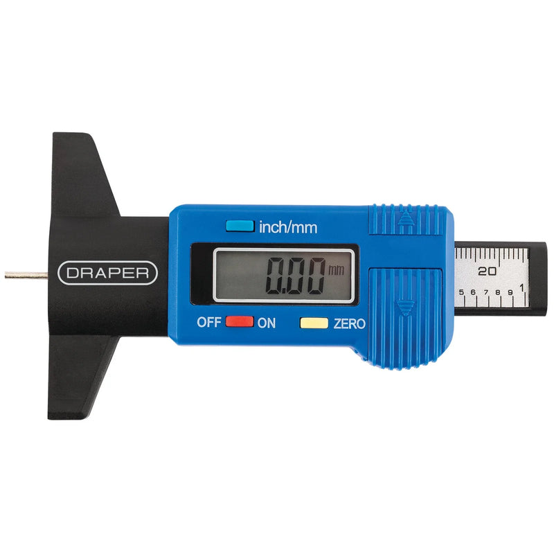 Draper Digital Tyre Tread Depth Gauge TG1-B 0-25mm