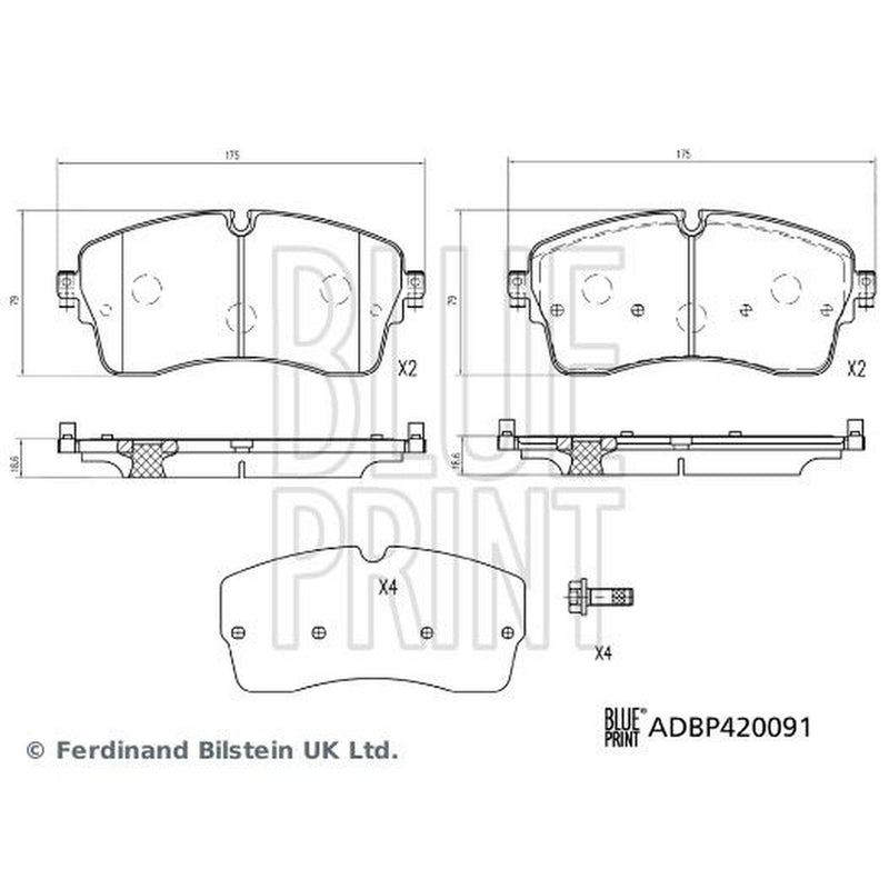 Blue Print Front Brake Pad Set ADBP420091