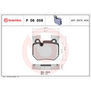 Brembo 4 x Rear Brake Pad Set P06059
