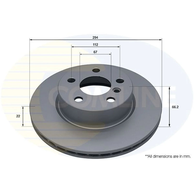 Comline 2 x Internally Vented Front Brake Discs ADC5107V