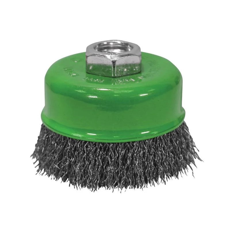 Faithfull Wire Cup Brush M14x2, 0.30mm Stainless Steel Wire 75-100mm