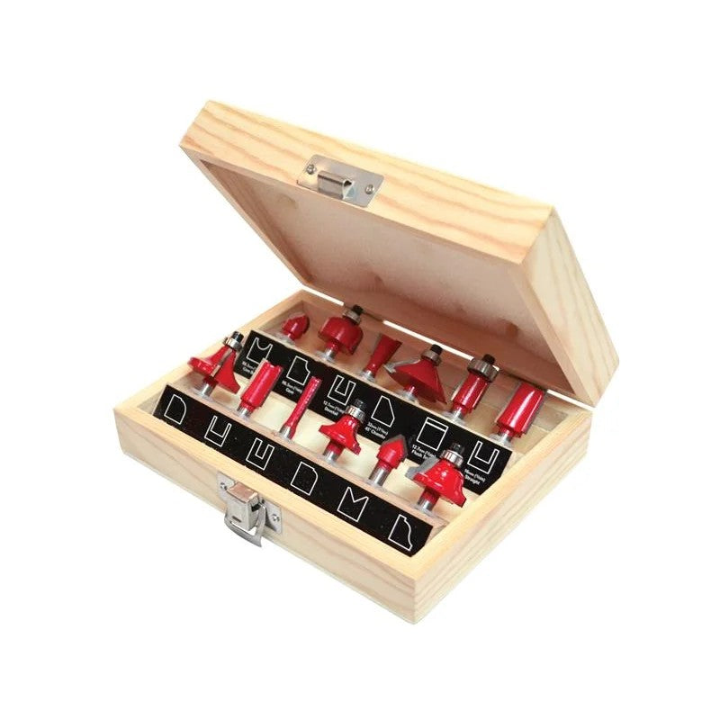 Faithfull 1/4in TCT Router Bit Set, 12 Piece - FAIRBS12