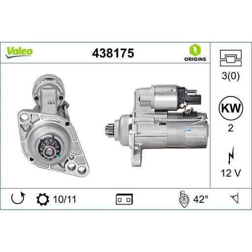 Valeo Starter Motor 12V 2kW Teeth 438175