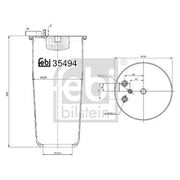 Febi Air Suspension Bellow 259mm Rear Right 35494