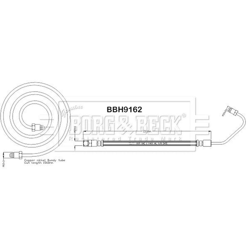Borg & Beck Brake Hydraulic Hose Line Rear BBH9162