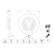 Bosch 2 x Solid Rear Brake Discs 0 986 479 130