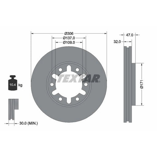 Textar 2 x Front Brake Discs 92138300