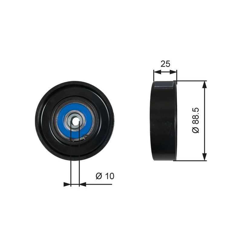 Gates V-Ribbed Belt Deflection/Guide Pulley Lower T36605