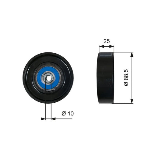 Gates V-Ribbed Belt Deflection/Guide Pulley Lower T36605