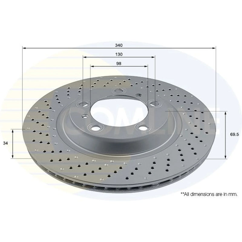 Comline 2 x Internally Vented Front Brake Discs ADC2918VL