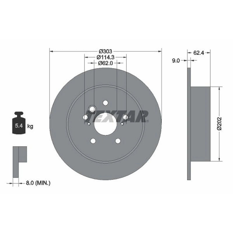 Textar 2 x Solid Rear Brake Discs 92144103