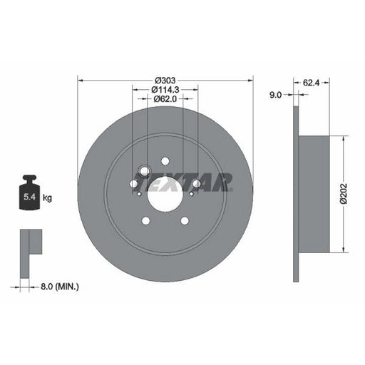 Textar 2 x Solid Rear Brake Discs 92144103