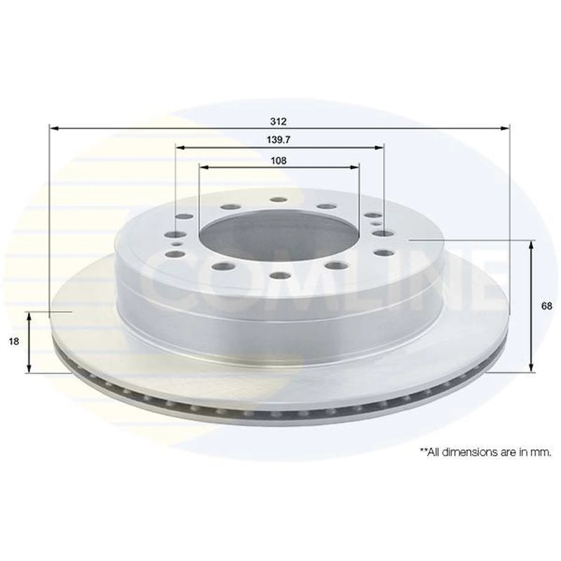 Comline 2 x Internally Vented Rear Brake Discs ADC2514V