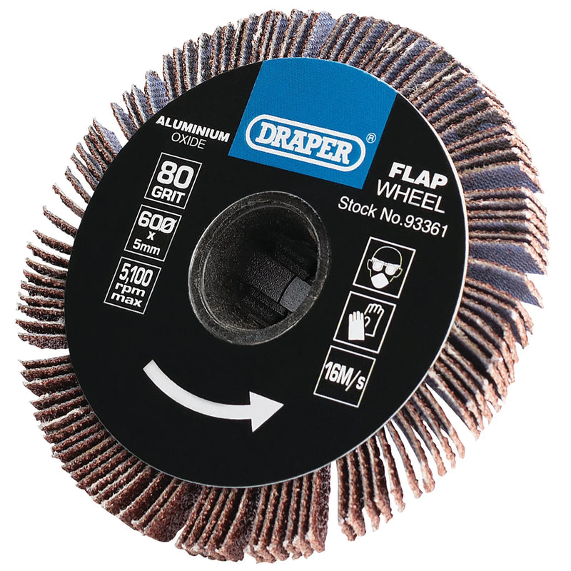 Draper Aluminium Oxide Flap Wheel 5x60mm 80 Grit