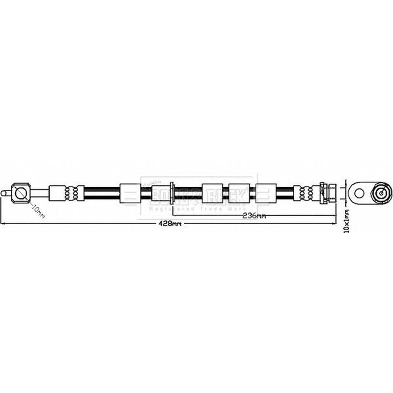 Borg & Beck Brake Hydraulic Hose Line Front Left BBH8377