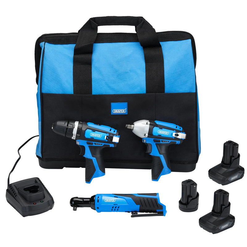 Draper 12V Drill Drive & Ratchet Kit with 2 x 4.0Ah Batteries