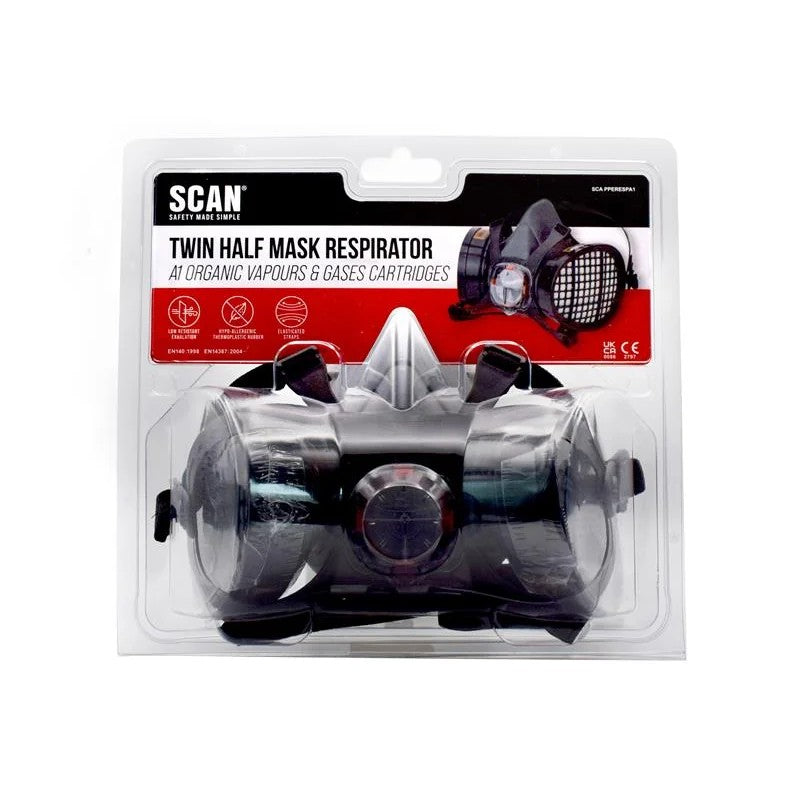 Scan Twin Half Mask Respirator + A1 Refills - BHT213-0L5-864  - F8-110