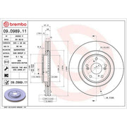 Brembo 2 x Internally Vented Front Brake Discs 09.D989.11