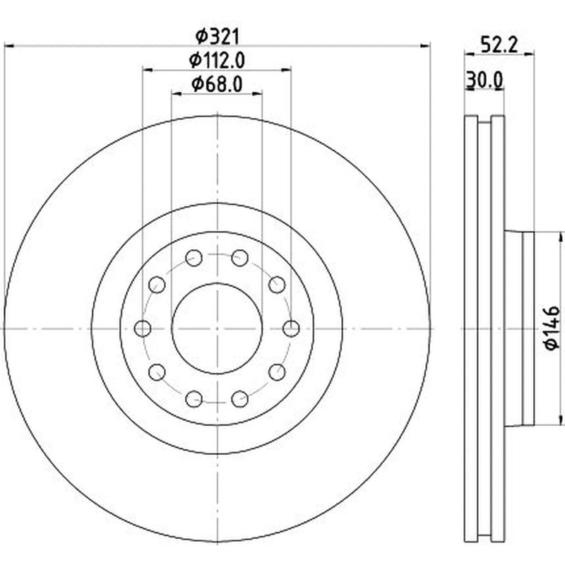 Mintex 2 x Internally Vented Front Brake Discs MDC2282