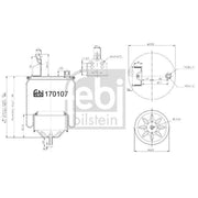 Febi Air Suspension Bellow 169mm Rear 170107