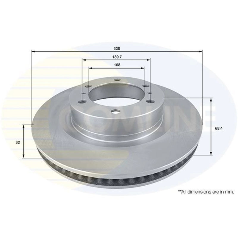 Comline 2 x Internally Vented Front Brake Discs ADC2505V