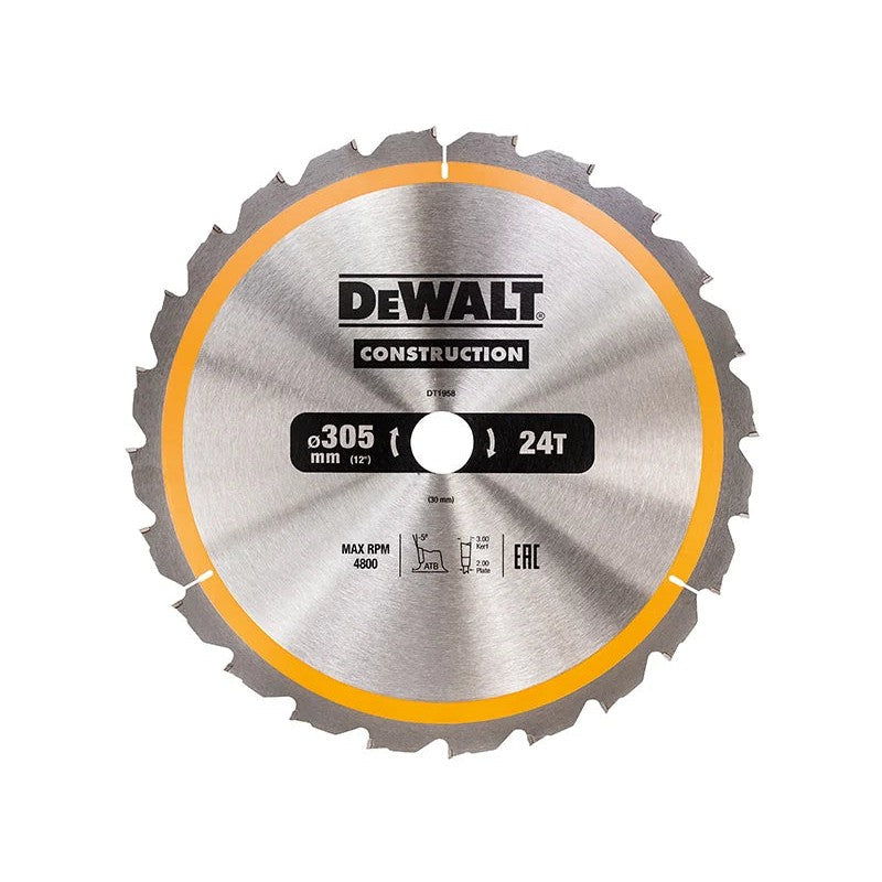 DEWALT Power Tools Stationary Construction Circular Saw Blade 305 x 30mm x 24T