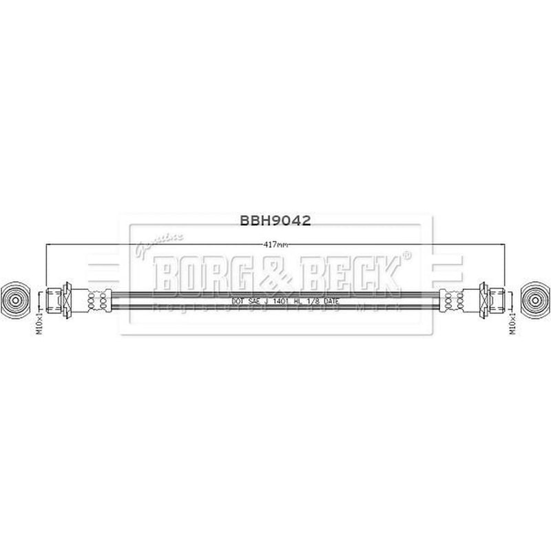 Borg & Beck Brake Hydraulic Hose Line Rear Right BBH9042