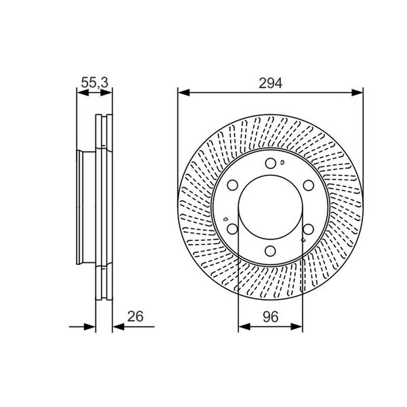 Bosch 2 x Internally Vented Front Brake Discs 0 986 479 D33