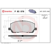 Brembo 4 x Front Brake Pad Set P83078