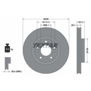 Textar 2 x Vented Front Brake Discs 92253603