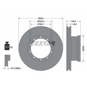 Textar 2 x Internally Vented Front Brake Discs 93101200