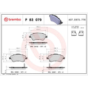 Brembo 4 x Front Brake Pad Set P83079