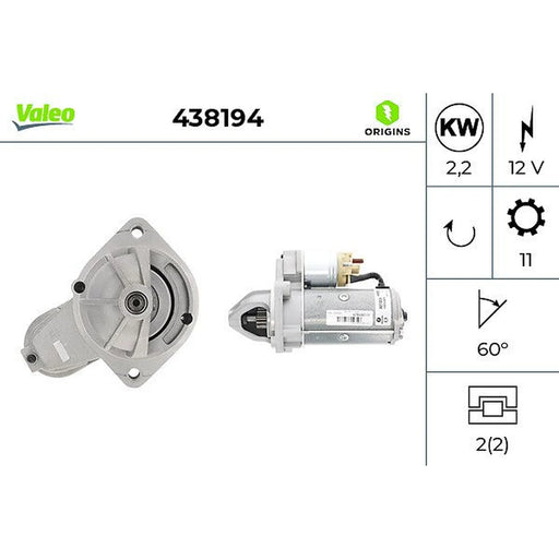Valeo Starter Motor 12V 2.2kW 11 Teeth 438194