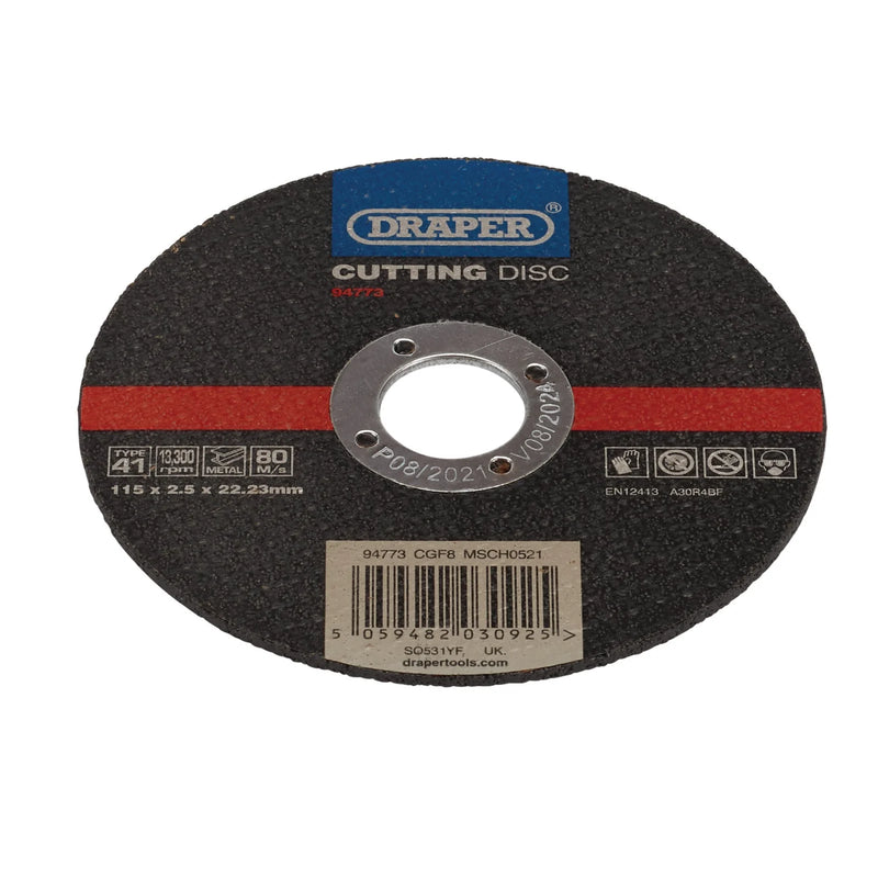 Draper Metal Cutting Disc, 115mm x 2.5mm x 22.23mm