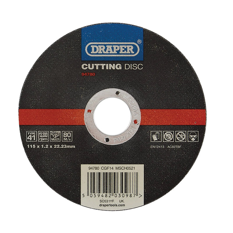 Draper Multi-Purpose Cutting Disc, 115mm, 1.2mm Thickness