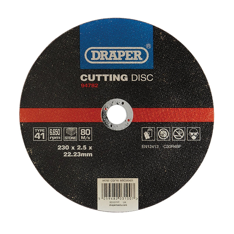 Draper Flat Stone Cutting Disc 230mm - Multi-Pack Options