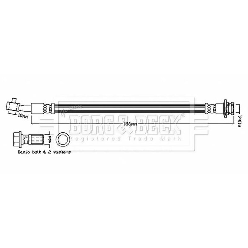 Borg & Beck Brake Hydraulic Hose Line Rear BBH8450