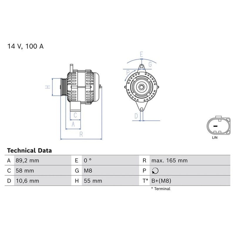 Bosch Car Alternator 12V 0 986 086 500