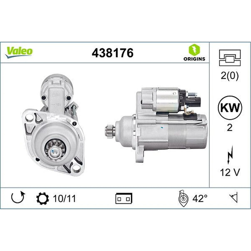Valeo Starter Motor 12V 2kW Teeth 438176